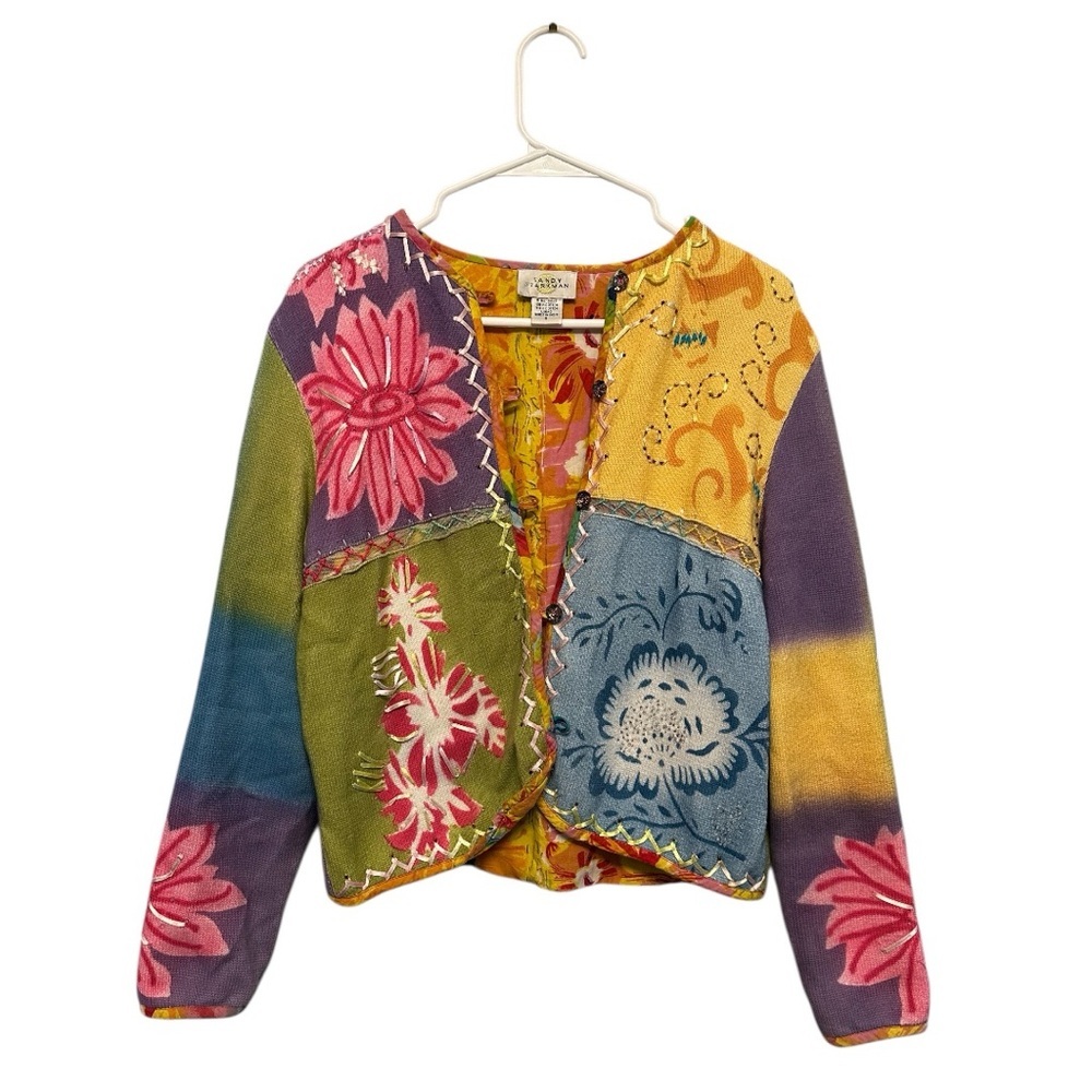 Vintage 90’s/Y2K Sandy Starkman Colorful Floral Patchwork Jacket Size Small